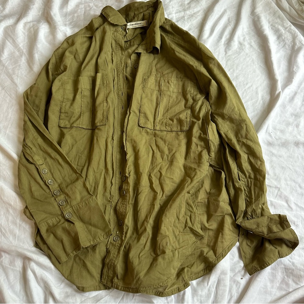 We The Free Green Button Down Shirt